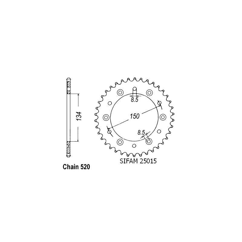 Couronne Alu. 48 Dents - Pas 520 - Similaire JTA460