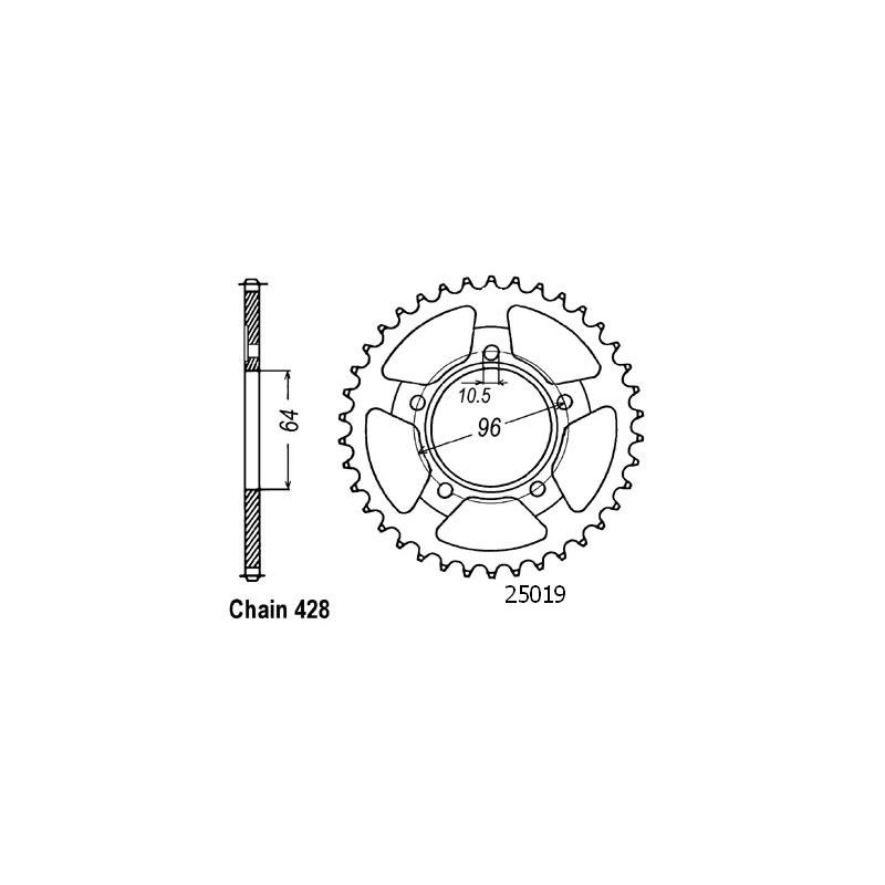 Couronne Acier 53 Dents - Pas 428 - Similaire JTR242