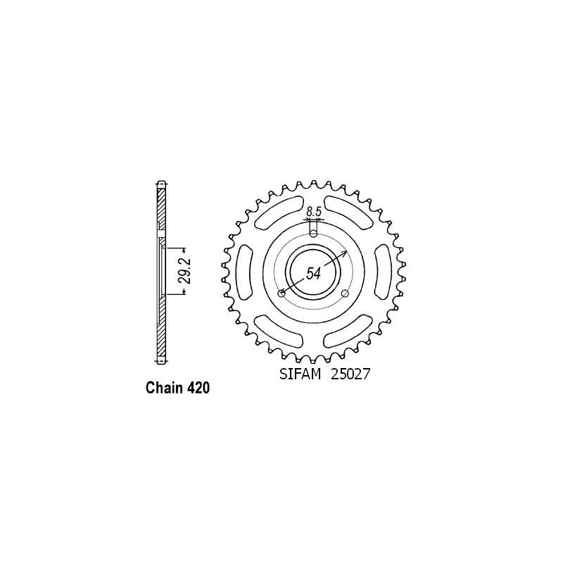 Couronne Acier 39 Dents - Pas 420 - Similaire JTR255