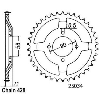 Couronne Acier 50 Dents - Pas 428 - Similaire JTR271