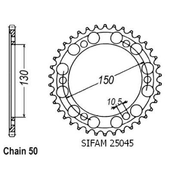 Couronne Acier 42 Dents - Pas 530 - Similaire JTR859