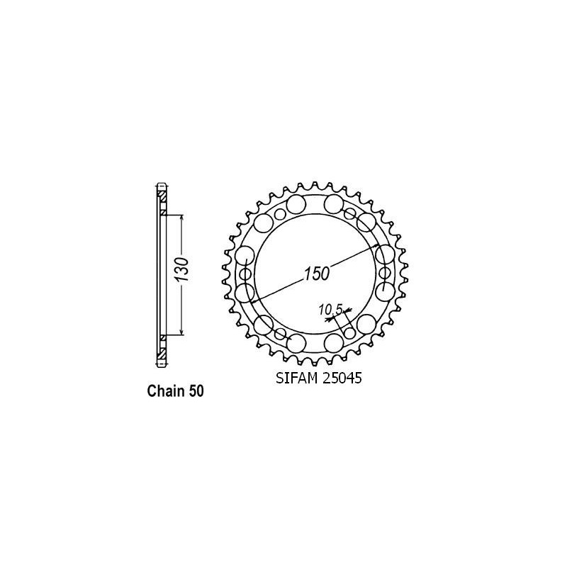 Couronne Acier 45 Dents - Pas 530 - Similaire JTR859