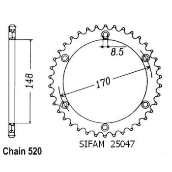 Couronne Acier 48 Dents - Pas 520 - Similaire JTR828