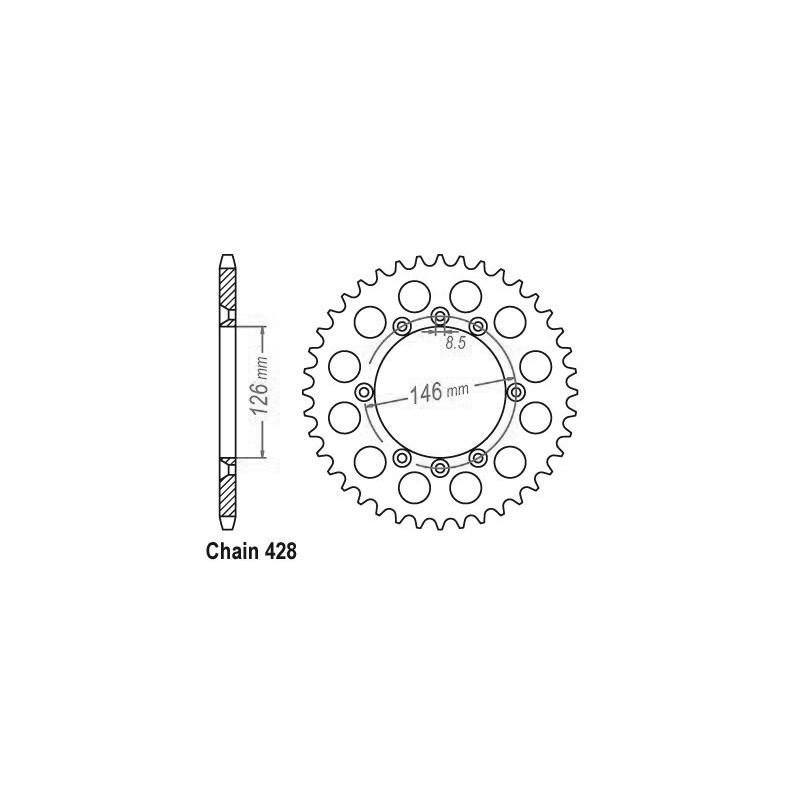 Couronne Acier 50 Dents - Pas 428 - Similaire JTR805