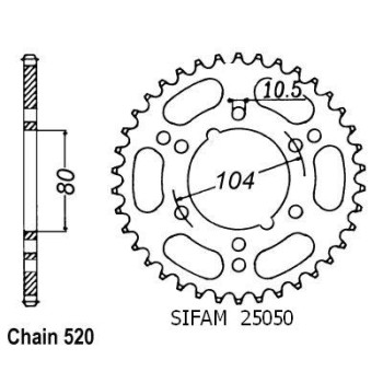 Couronne Acier 42 Dents - Pas 520 - Similaire JTR1478