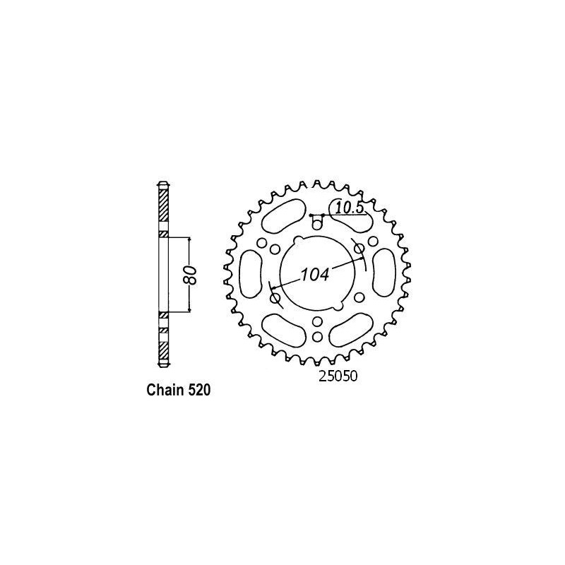 Couronne Acier 43 Dents - Pas 520 - Similaire JTR1478