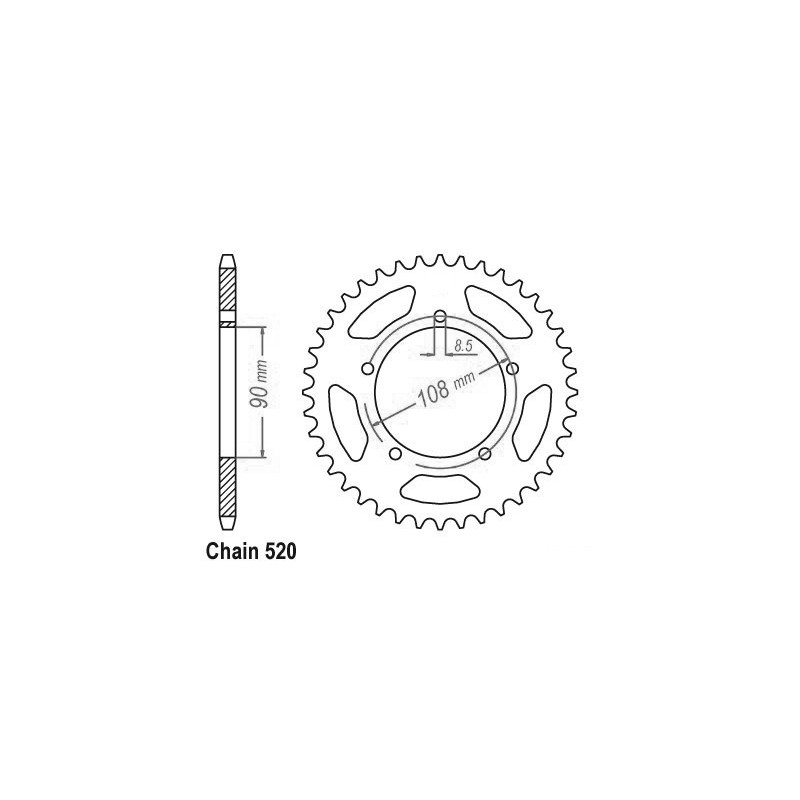 Couronne Acier 43 Dents - Pas 520 - Similaire JTR18