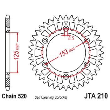 Couronne Alu. 48 Dents - Pas 520 - Similaire JTA210