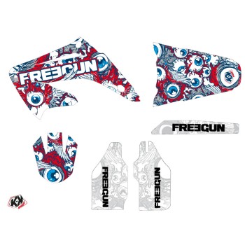 Kit Deco Moto Cross Freegun Eyed Honda 125 CR Rouge Bleu