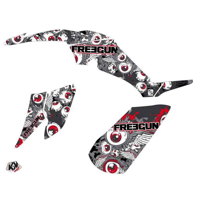 Kit Déco Quad Freegun Eyed Yamaha 350 Raptor Rouge (2005-2015)