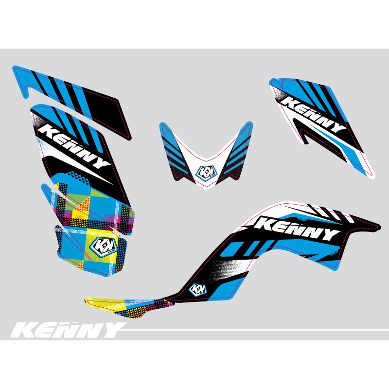 Kit Déco Quad Kenny Yamaha 700 Raptor Bleu (2006-2012)