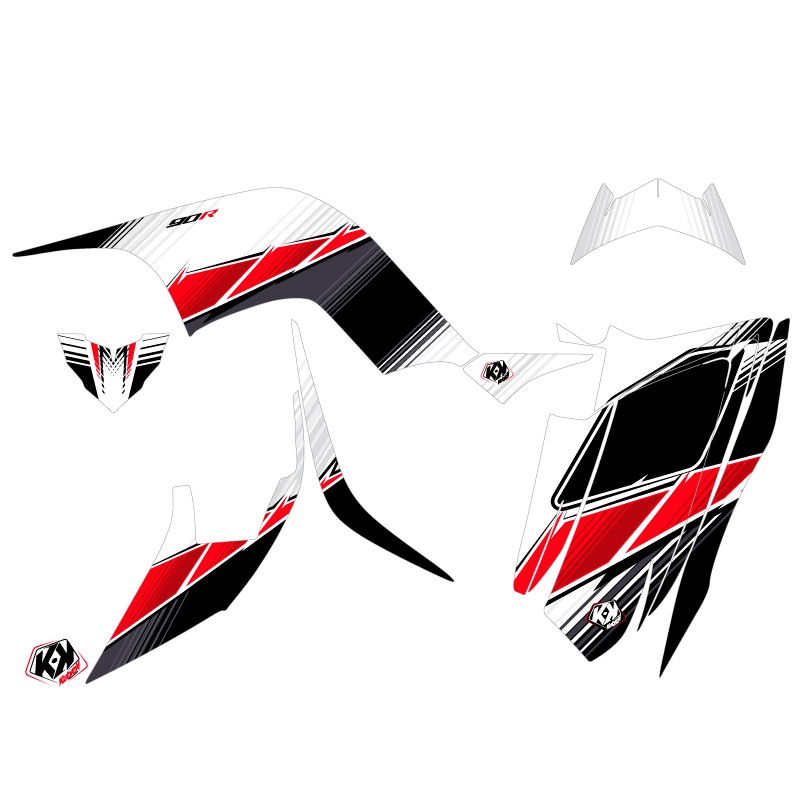 Kit Déco Quad Stripe Yamaha 90 Raptor Rouge (2009-2023)