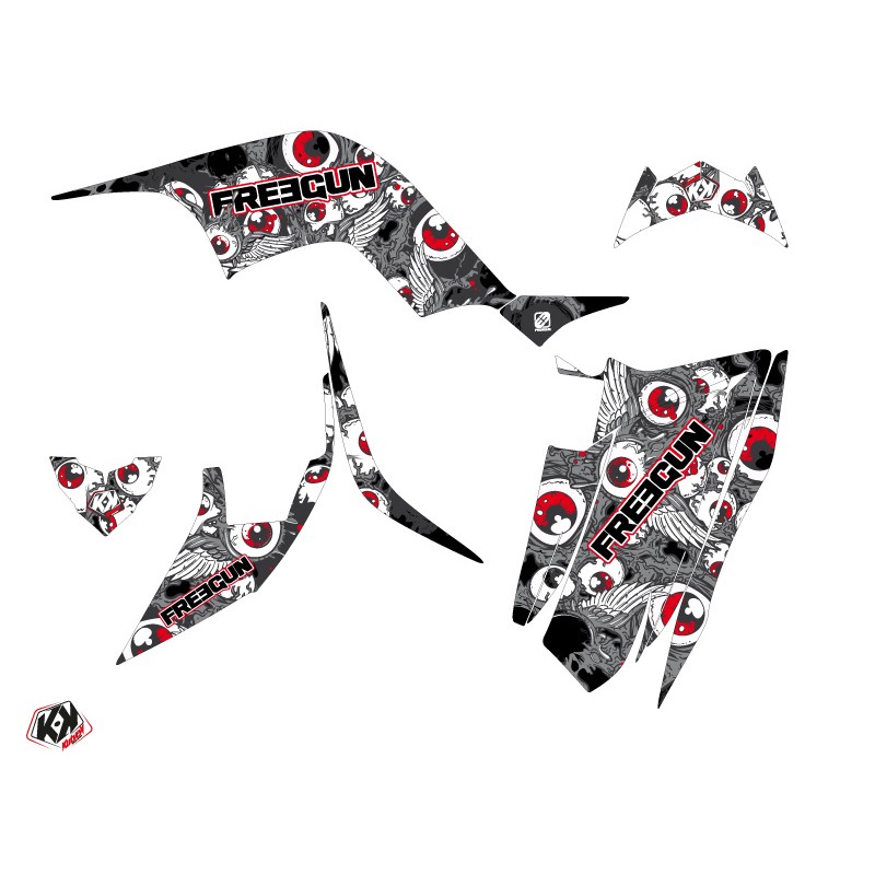 Kit Déco Quad Freegun Eyed Yamaha 90 Raptor Rouge (2009-2023)