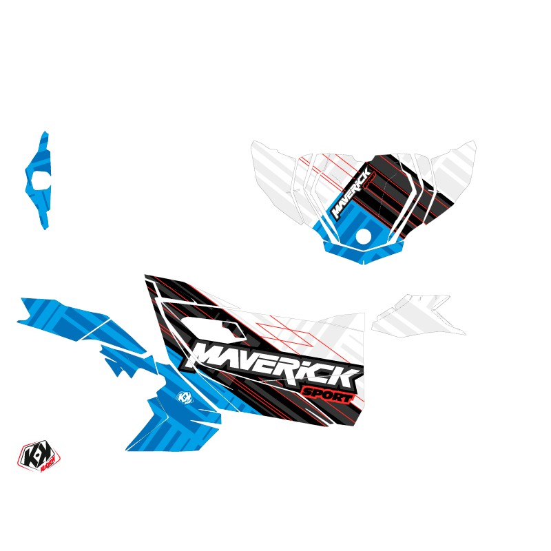 Kit Déco SSV Kinetik Can Am Maverick Sport Avec Portes Blanc Bleu (20
