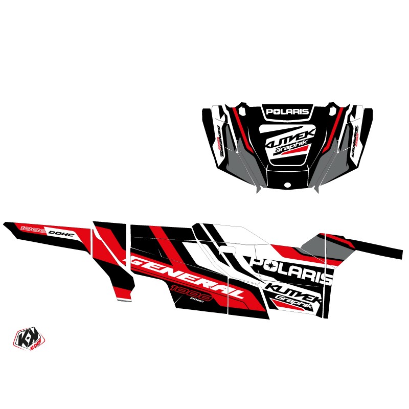 Kit Déco SSV Root Polaris GENERAL 1000 4 portes Rouge Noir (2017-2021