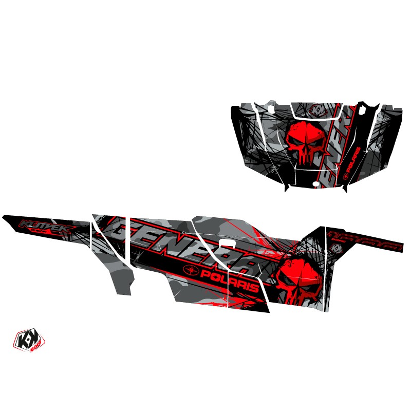 Kit Déco SSV Evil Polaris GENERAL 1000 4 portes Gris Rouge (2022-2023
