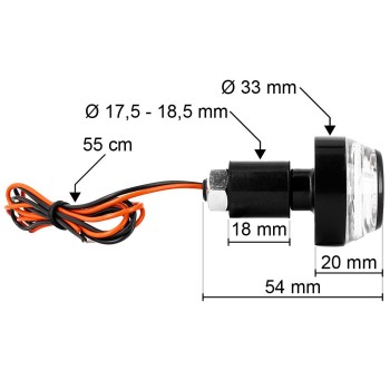 Embouts de guidon Clignotants LED - en Plastique Noir - CE