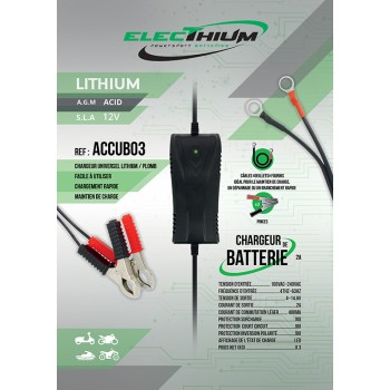 Chargeur Batterie Moto et Scooter - Pour batterie Lithium & Acide