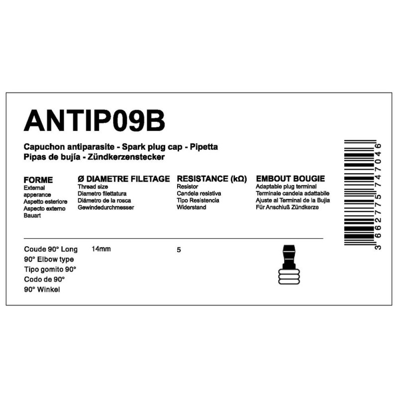 Capuchon Antiparasite BLISTER 5kΩ Avec Olive Bougie 14mm