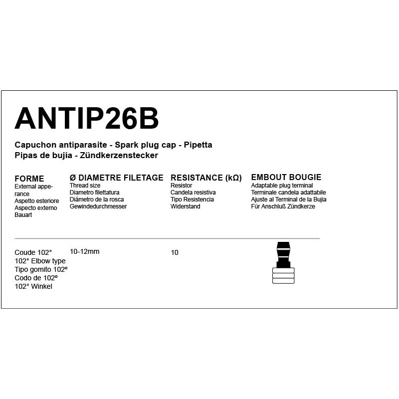 Capuchon Antiparasite BLISTER 10kΩ AVEC Olive Bougie 10-12mm