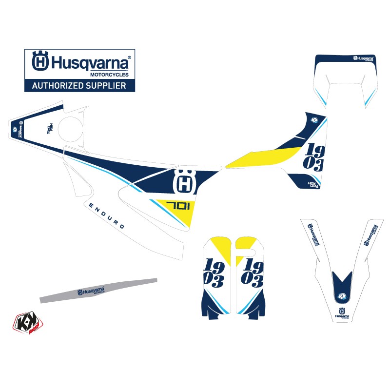 Kit Deco Moto Cross Heyday Husqvarna 701 Enduro Bleu Jaune