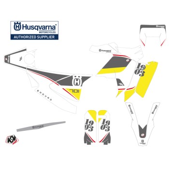 Kit Deco Moto Cross Heyday Husqvarna 701 Enduro LR Gris Jaune