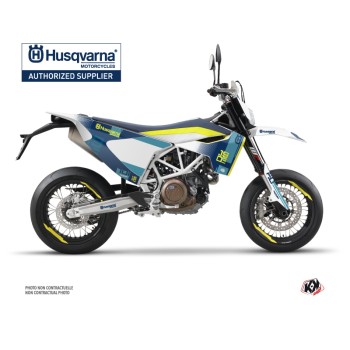 Kit Deco Moto Cross Hero Husqvarna 701 Supermoto Bleu Jaune