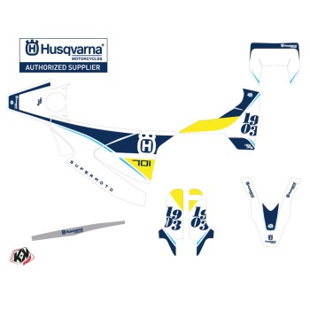 Kit Deco Moto Cross Heyday Husqvarna 701 Supermoto Bleu Jaune