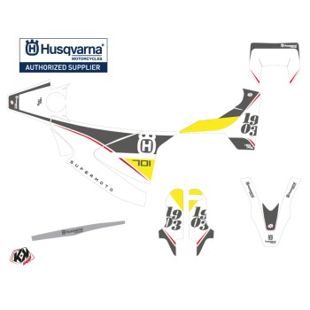 Kit Deco Moto Cross Heyday Husqvarna 701 Supermoto Gris Jaune