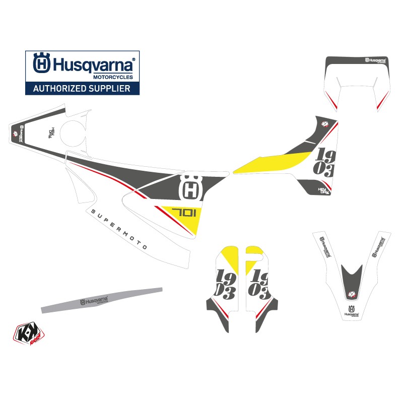 Kit Deco Moto Cross Heyday Husqvarna 701 Supermoto Gris Jaune