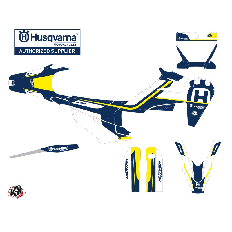 Kit Deco Moto Cross Heritage Husqvarna 450 FS Bleu Blanc