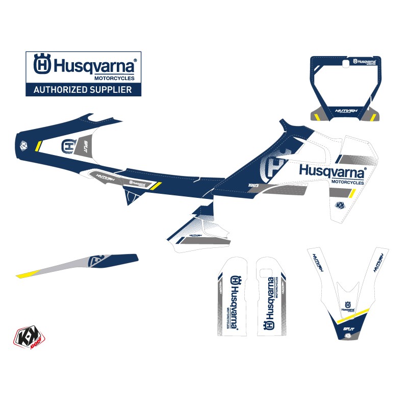 Kit Deco Moto Cross Split Husqvarna 450 FS Blanc Bleu