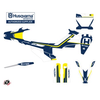 Kit Deco Moto Cross Heritage Husqvarna 450 FS Bleu Blanc