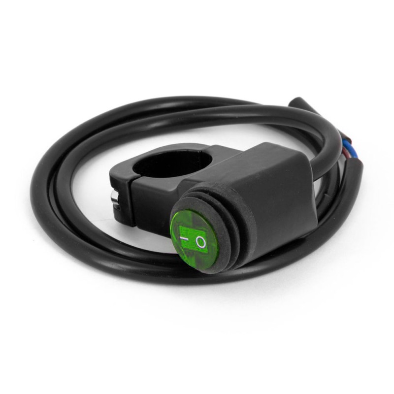 Interrupteur de Guidon Etanche ON-OFF/Eclairage - Témoin Vert