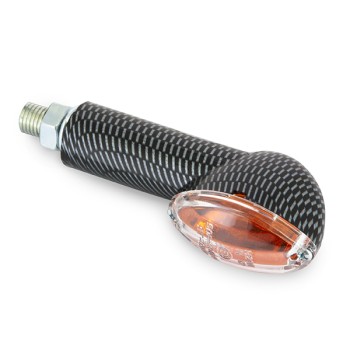 Paire de mini clignotants long ovale - look carbone