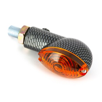 Paire de mini clignotants long ovale - look carbone