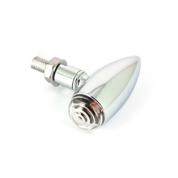 Paire de mini clignotants Bullet court - Chromé