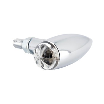 Paire de mini clignotants Bullet court - Chromé