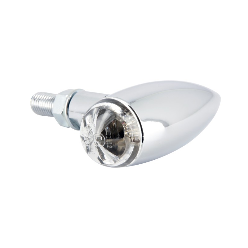 Paire de mini clignotants Bullet court - Chromé