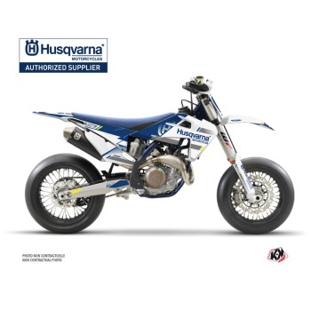Kit Deco Moto Cross Split Husqvarna 450 FS Blanc Bleu