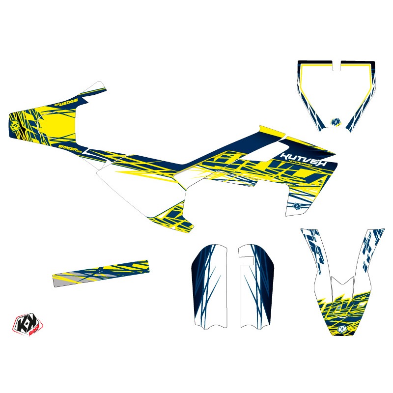 Kit Deco Moto Cross Eraser Husqvarna TC 50 Jaune Bleu