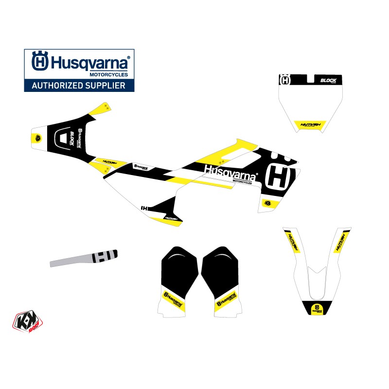 Kit Deco Moto Cross Block Husqvarna TC 50 Noir Jaune