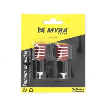 Embouts de Guidon Grille Ø17 Anodisés Rouge