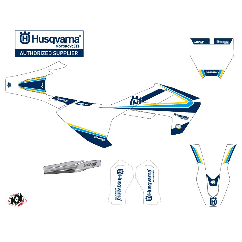 Kit Deco Moto Cross Legacy Husqvarna TC 65 Bleu Jaune