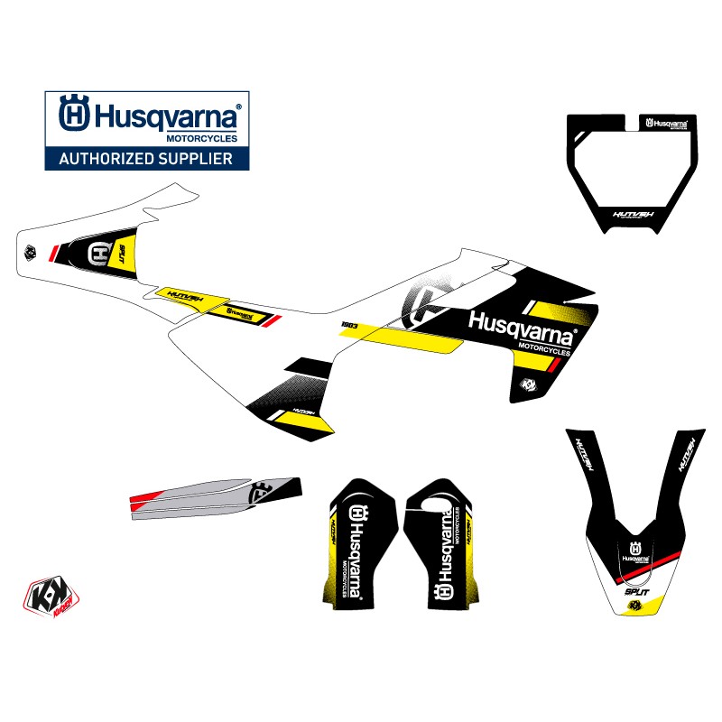 Kit Deco Moto Cross Split Husqvarna TC 65 Noir Jaune