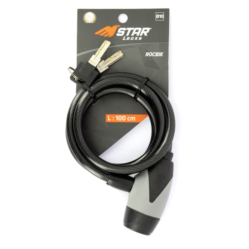 Antivol Câble Tressé Ø10mm x 1M - Gaine Fumée