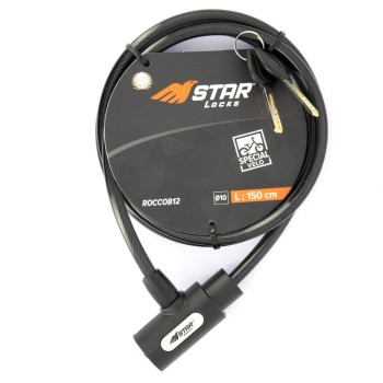 Antivol Câble Tressé Ø10mm x 1M50 Livré avec 2 Clefs