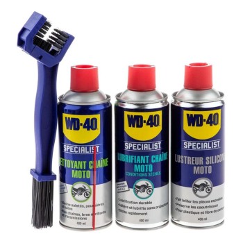 KIT SPRAY TRIPACK WD40 + BROSSE SPECIALE CHAINE