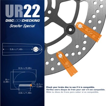 Bloque Disque ø6 mm avec ALARME et AVERTISSEUR métal brossé