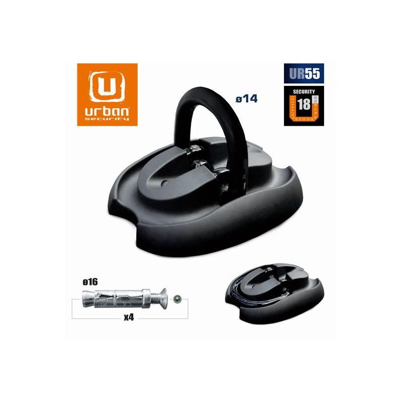 Fixation parking basculante Diam.14 anneau + 4 vis haute sécurité
